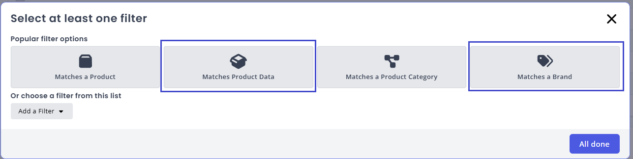 Select the data type to filter on