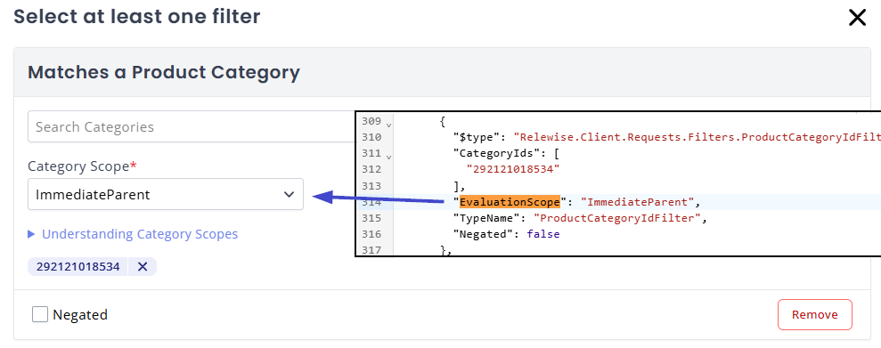 The Category scope must match the Evaluation Scope