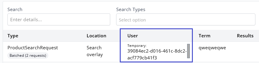 Use the Search Overview page to find your user ID