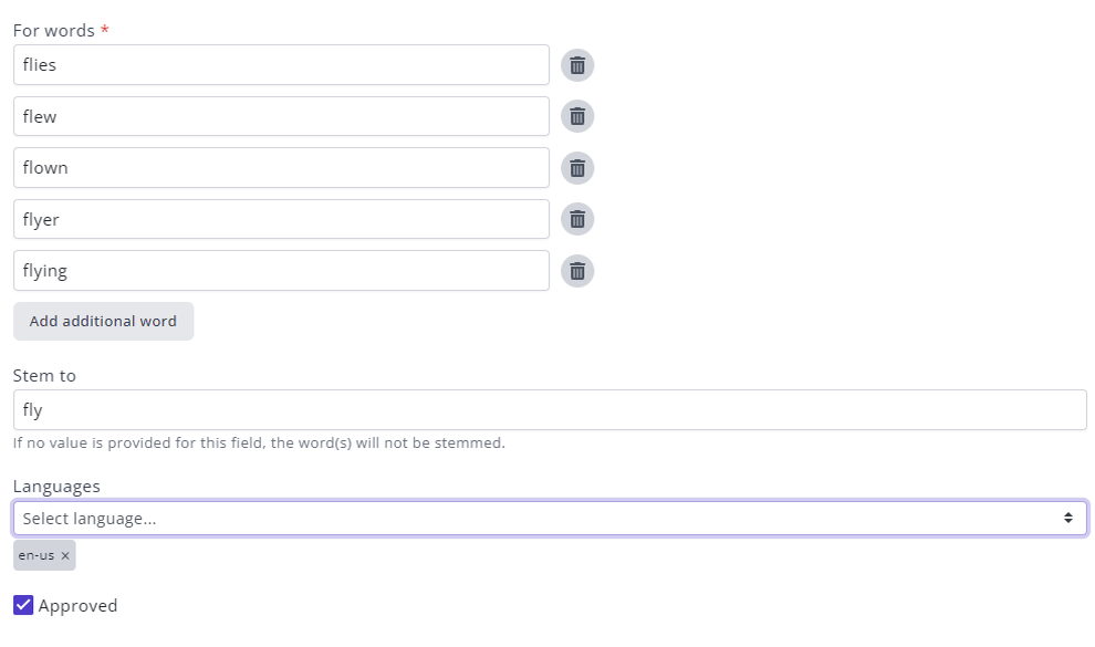 My Relewise Stemming