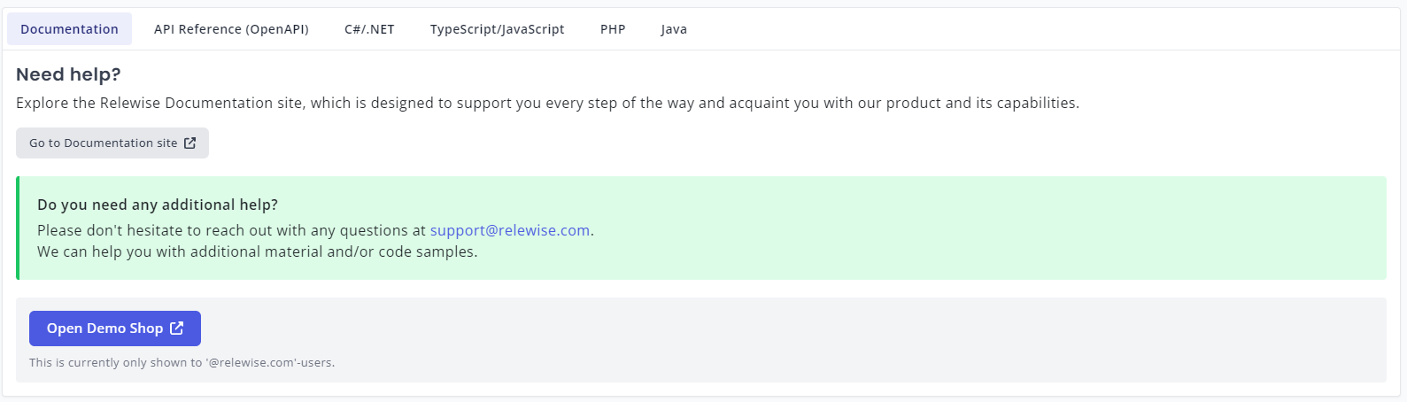 Finding help in the Developer Settings