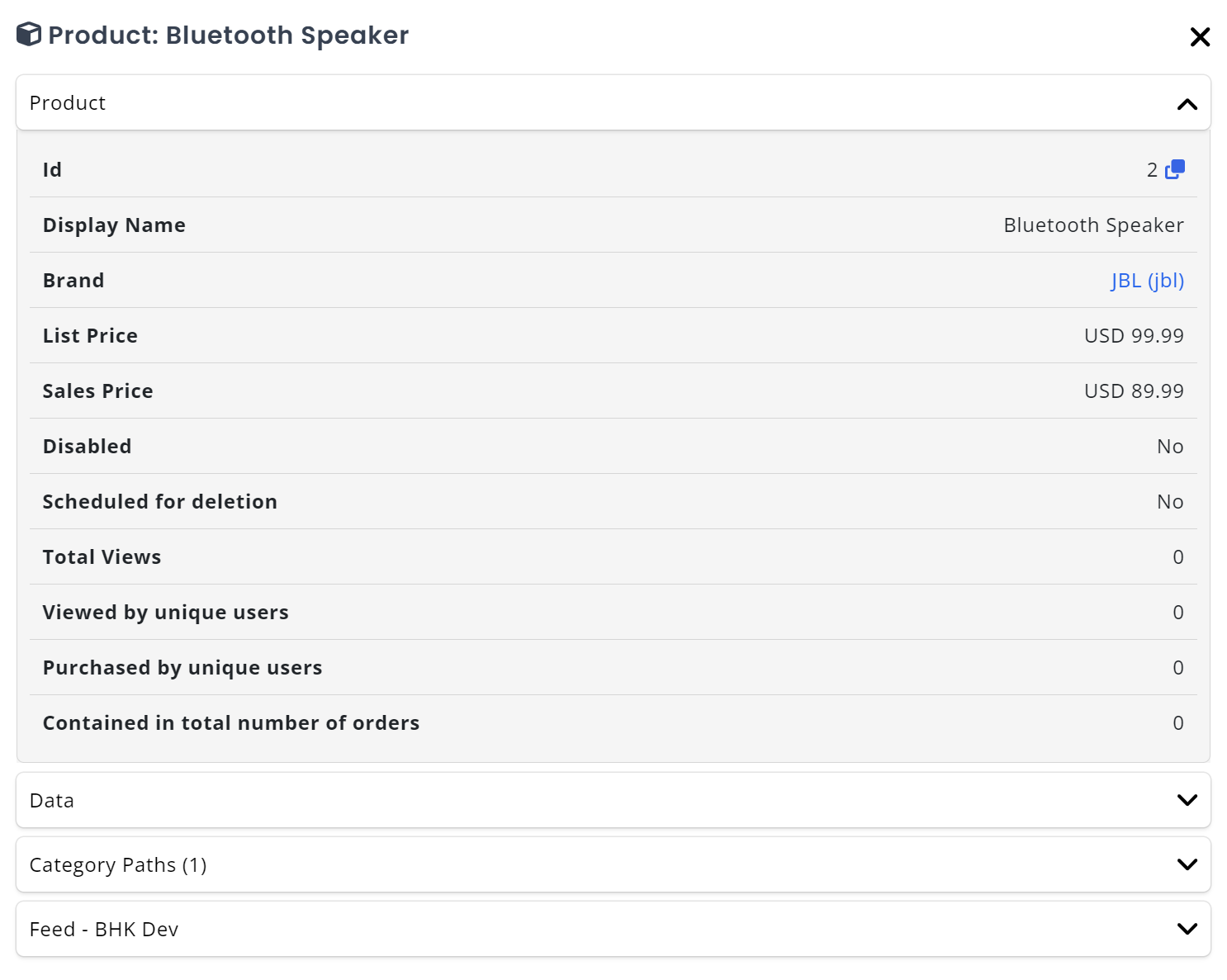 My Relewise Product Details