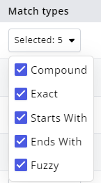 Search index Match Types