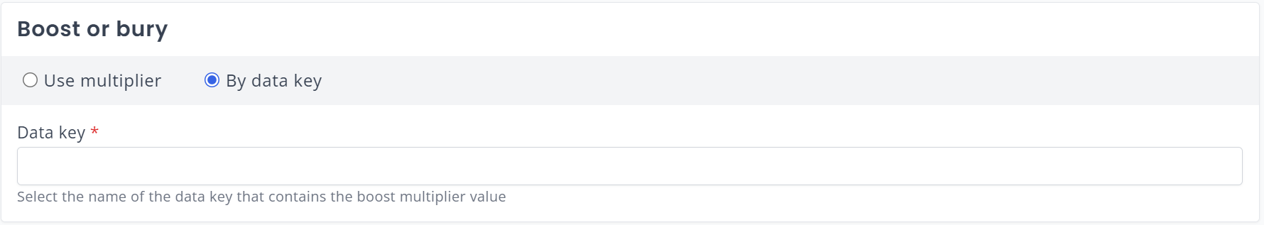 You may define a Data Key from which to pull the boost/bury value