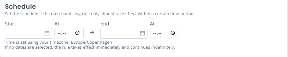 Merchandising Schedule