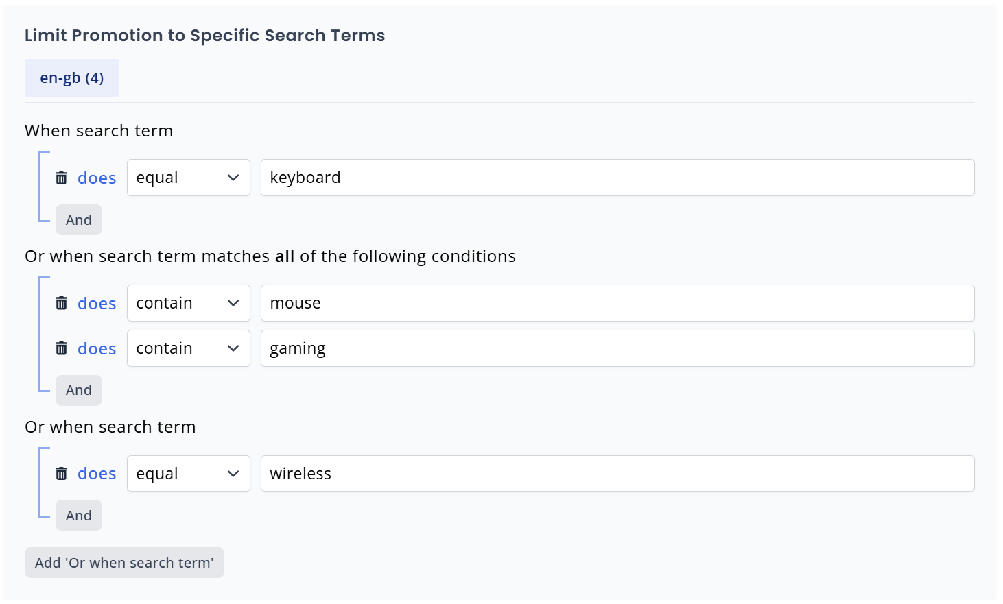 Promoting by search term in retail media