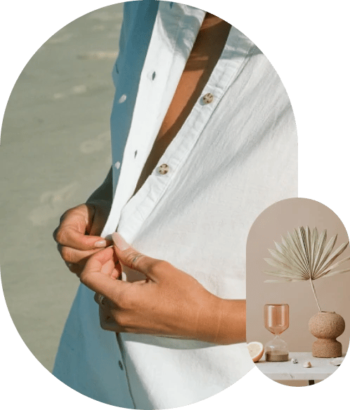 Close-up of a white shirt with styled decor, illustrating personalized product recommendations